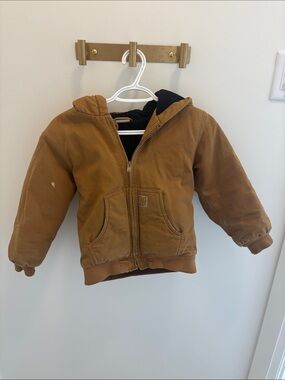 Carhartt Brown Hooded Kids Jacket with Black Lining